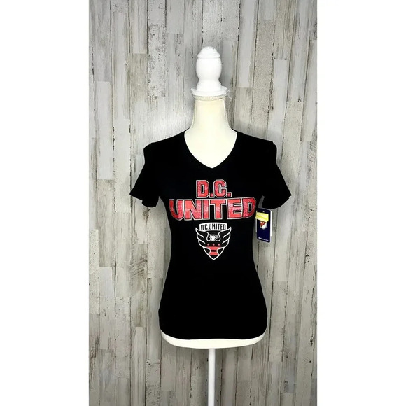 NWT D.C. United Youth Girl's V-Neck T-Shirt Black Size Larg Official MLS Product - Picture 1 of 5